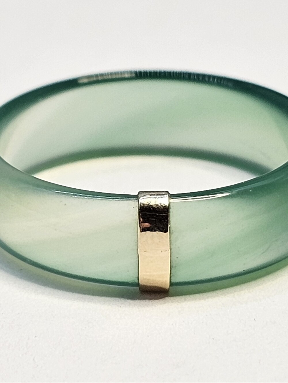 Green Lace Agate Ring Solid Real 14K FZN VN Gold Gemstone Rare Unusal Unique 8.5